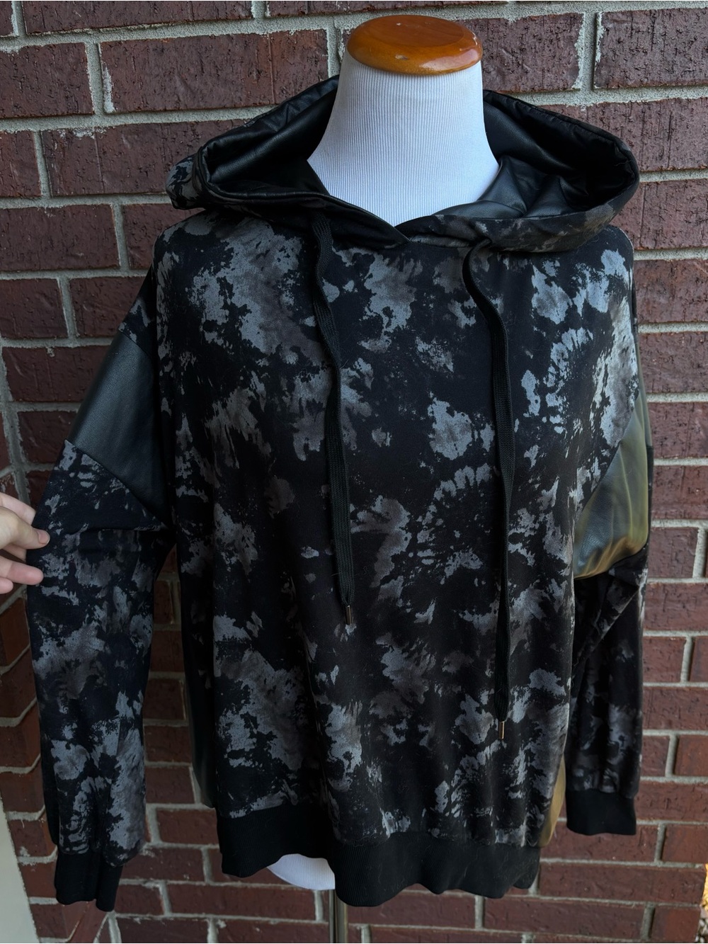 white birch Black and Gray Tie-Dye Crewneck Hoodie